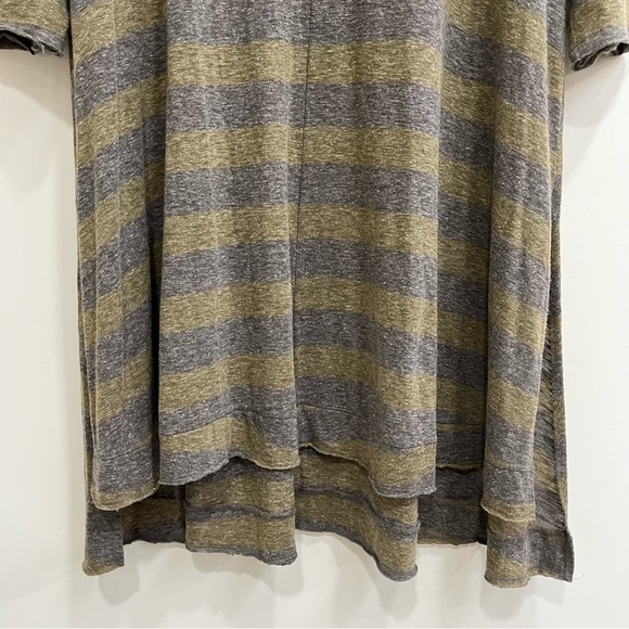 We the Free striped oversized tunic shirt army green gray raw hem size small - Picture 4 of 9